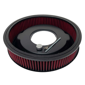 Small Block Chevy 355 Flag Logo - 14" Round Air Cleaner Kit - Black