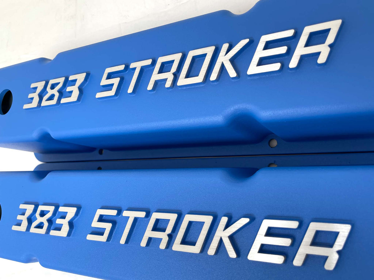 383 STROKER Raised Letter Tall Valve Covers - Blue – Ansen USA