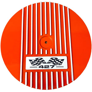 Big Block Chevy 427 Flag Logo - 14" Round Air Cleaner Kit - Orange