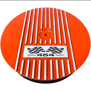 Big Block Chevy 454 Flag Logo - 14" Round Air Cleaner Kit - Orange