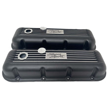 Load image into Gallery viewer, Big Block Chevy Super Sport Script Logo Finned Valve Covers - Black