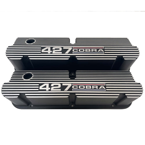 Ford Small Block Pentroof 427 Cobra Tall Valve Covers, Style 2 - Black