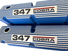 Load image into Gallery viewer, Ford Small Block Pentroof 347 Cobra Tall Valve Covers, 3 Color Logo - Blue