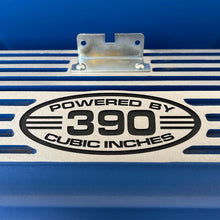 Load image into Gallery viewer, Ford FE 390 Valve Covers Tall - POWERED BY 390 CUBIC INCHES - Style 1 - Blue