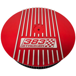 Small Block Chevy 383 Stroker 13" Round Red Air Cleaner Lid Kit - Red Logo
