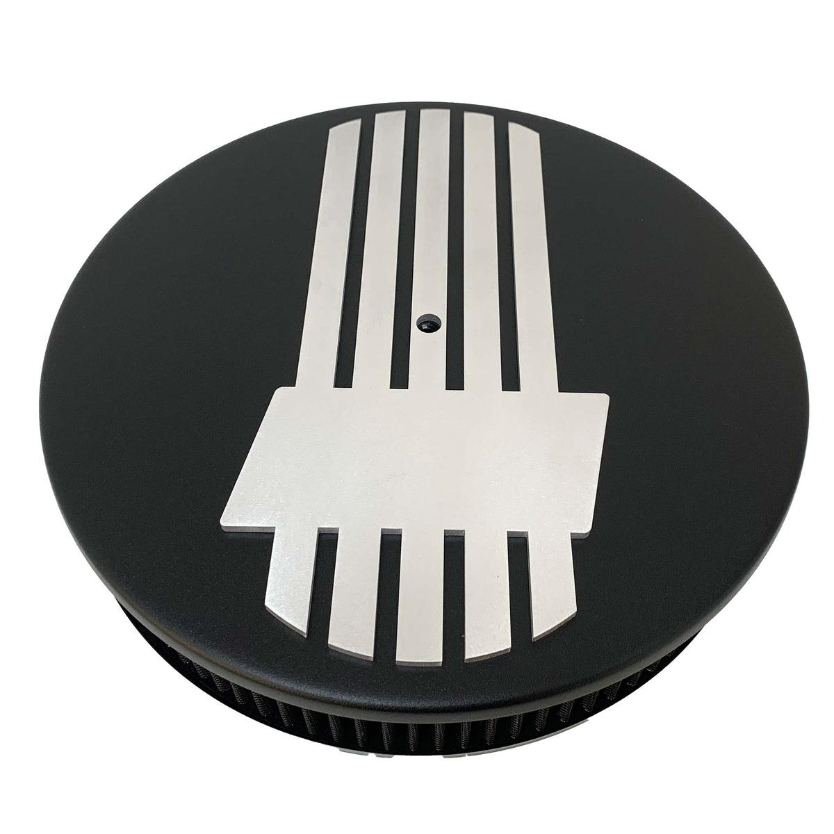 CNC 14" X 3" Round Black Air Cleaner Assembly – Flat Base For Chevy SBC 350 BBC 454