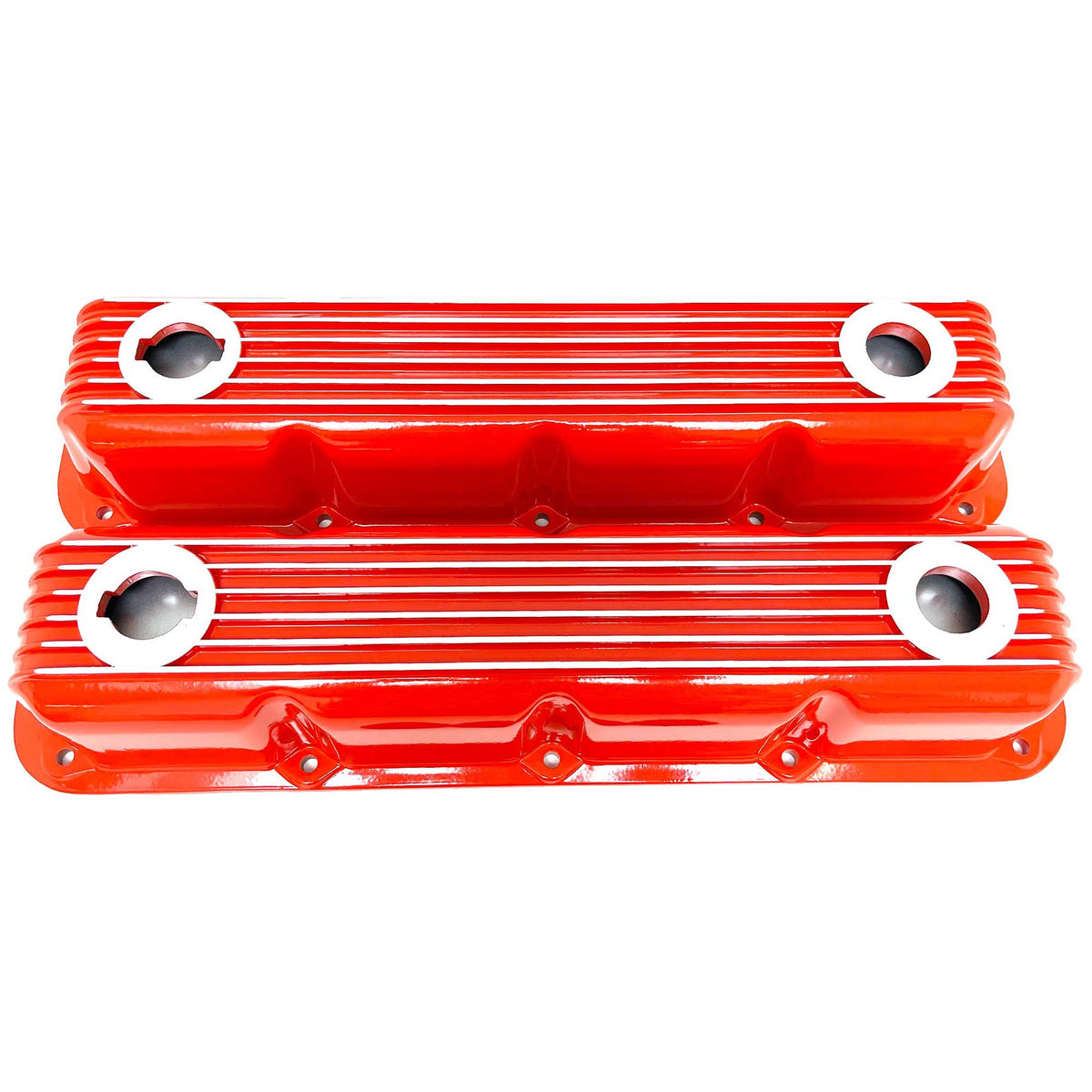 Mopar Magnum Finned Valve Covers - Die-Cast Aluminum - Orange
