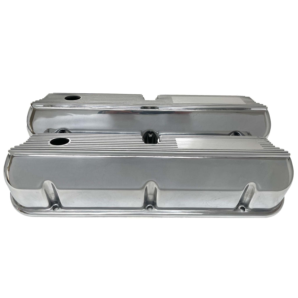 thumbnail image 2 of Gearhead Tall Finned Polished Aluminum Valve Covers For Small Block Ford SBF 302 351W – Full Finned Design 2 of 4