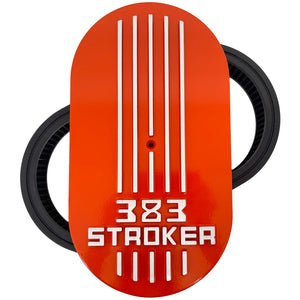 383 STROKER Raised Logo 15" Oval Air Cleaner Lid Kit - Orange