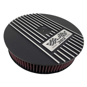 Small Block Chevy 383 Flag Logo - 14" Round Air Cleaner Kit - Black