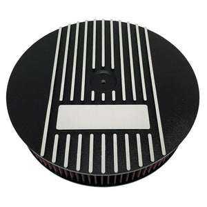 13" Round Custom Air Cleaner Lid Kit, Finned - Black