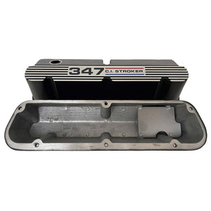 Ford Small Block Pentroof 347 C.I. Stroker Tall Valve Covers, 3 Color Logo - Black
