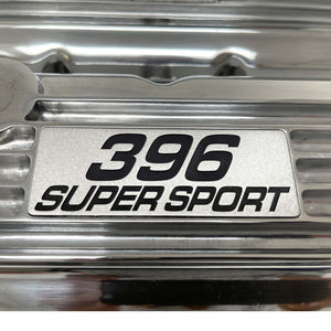 Big Block Chevy 396 Super Sport Polished Valve Covers, Classic Finned