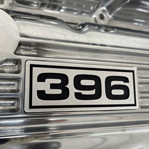 Big Block Chevy 396 Valve Covers, Classic Finned - Polished