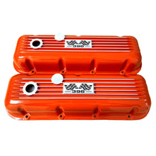Load image into Gallery viewer, Big Block Chevy 396 Flag Logo, Classic Finned, Orange Valve Covers