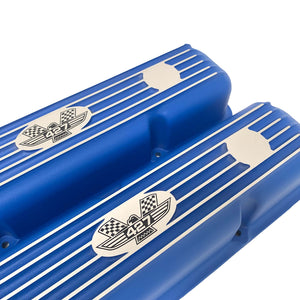 Ford FE 427 American Eagle Blue Valve Covers Short Finned