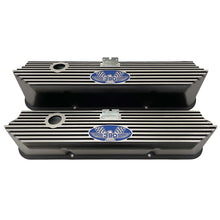 Load image into Gallery viewer, Ford FE 390 American Eagle Valve Covers Tall Finned, Blue Logo - Black