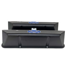 Load image into Gallery viewer, Ford FE 390 American Eagle Valve Covers Tall Finned, Blue Logo - Black