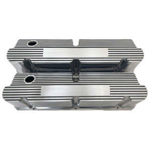 Ford Small Block Pentroof Tall Finned Valve Covers, Custom - Polished
