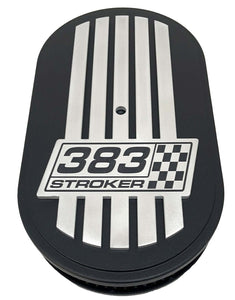 383 STROKER Raised Billet Top 15" Oval Air Cleaner - Style 1 - Black