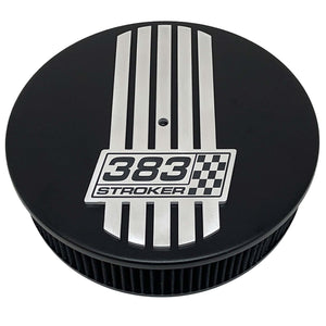 383 Stroker - 14" Round Air Cleaner Kit - Engraved Billet Top - Black