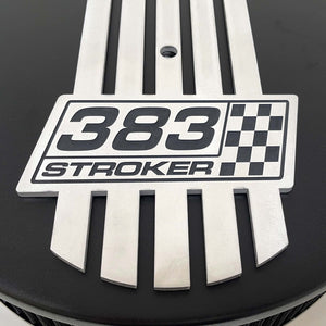 383 Stroker - 14" Round Air Cleaner Kit - Engraved Billet Top - Black