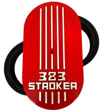 Load image into Gallery viewer, 383 STROKER Raised Logo 15&quot; Oval Air Cleaner Lid Kit - Red