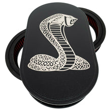 Load image into Gallery viewer, ansen custom engraving, shelby cobra no text 15 air cleaner lid kit, black, front view