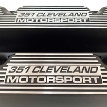 Load image into Gallery viewer, ansen custom engraving, ford 351 motorsport valve covers, black, close up view