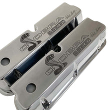 Load image into Gallery viewer, ansen custom engraving, ford shelby cobra valve covers, polished, premium series, angled view