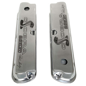 ansen custom engraving, ford shelby cobra valve covers, polished, premium series, top view
