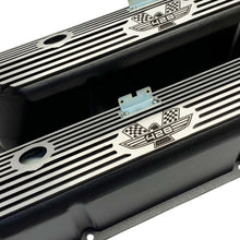 Load image into Gallery viewer, ansen valve covers, ford, fe 428, american eagle, laser engraved, black powder coat, angled view