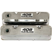 Load image into Gallery viewer, ansen valve covers, ford 408 cleveland, laser engraved, polished, front view