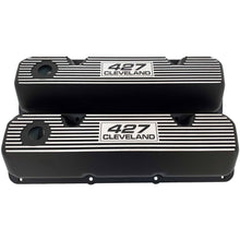 Load image into Gallery viewer, ansen custom engraving, ford 427 cleveland valve covers, black, front view