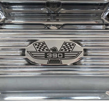 Load image into Gallery viewer, ansen custom engraving, ford fe 390 valve covers american eagle polished, logo view