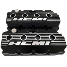 Load image into Gallery viewer, ansen valve covers, mopar 426 hemi finned black, front view