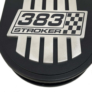 383 STROKER Raised Billet Top 15" Oval Air Cleaner - Style 1 - Black