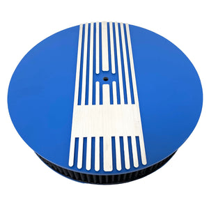 13" Round Narrow Fin Air Cleaner Kit - Custom - Blue