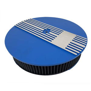 13" Round Narrow Fin Air Cleaner Kit - Custom - Blue