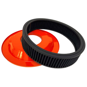Chevy 502 Cubic Inches 14" Raised Billet Top Air Cleaner - Orange
