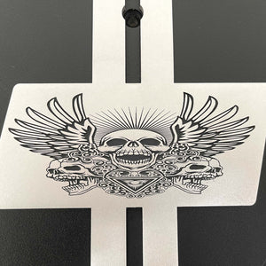 Skeleton Tattoo Design 15" Oval Air Cleaner Kit - Engraved Raised Billet Top - Black