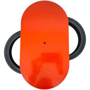 15" Oval Air Cleaner Lid Kit - Diecast Aluminum - Orange
