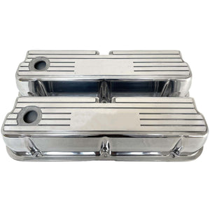 Ford Small Block 289 351W Tall Valve Covers - Wide Fin - Custom - Polished