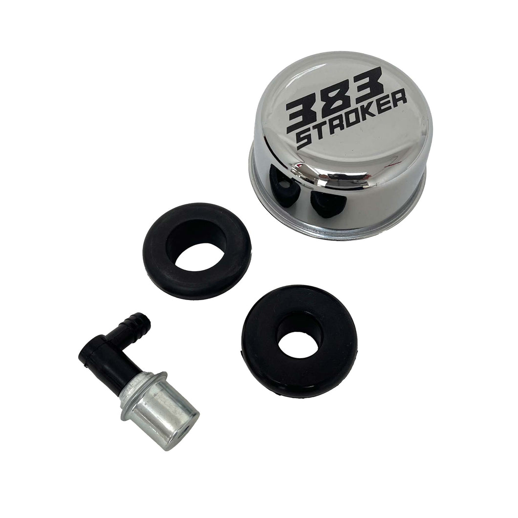 383 Stroker Valve Cover Breather and Small PCV Valve - Chrome