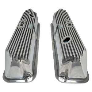 Ford FE 390 FE Logo Valve Covers Tall Finned - Polished