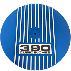 Ford FE 390 (Black Logo) - 13" Round Air Cleaner Kit - Blue