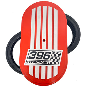 396 Stroker - Raised Billet Top - 15" Oval Air Cleaner Kit - Orange