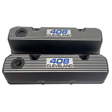 Load image into Gallery viewer, Ford 408 Cleveland Valve Covers Blue Logo - Black