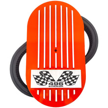 Load image into Gallery viewer, 496 Stroker 15&quot; Oval Air Cleaner Lid Kit - Raised Fins - Orange