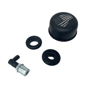 Black American Flag Breather and Small PCV Valve Set